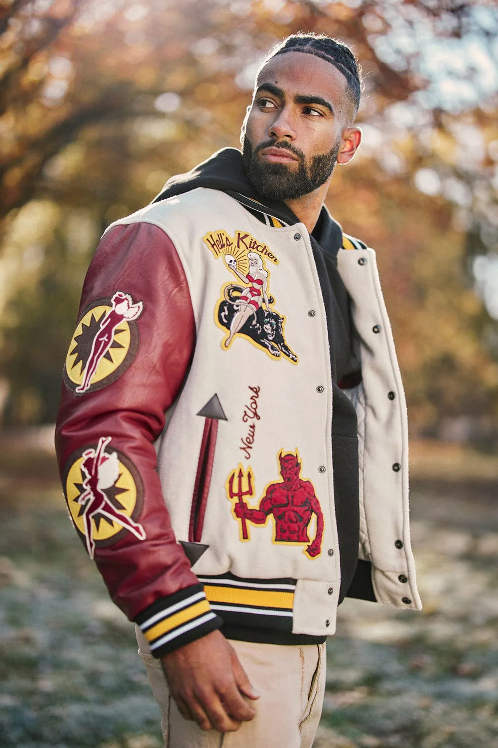 Hell's Kitchen Varsity Jacket (Cream) - Image 4