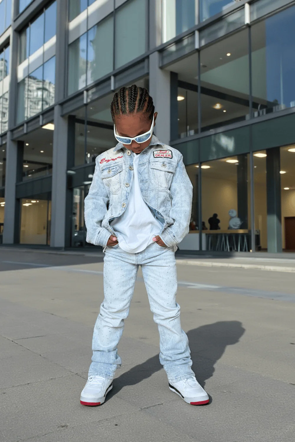 Kids Local Dealer Trucker Jacket (Iced White) - Image 6