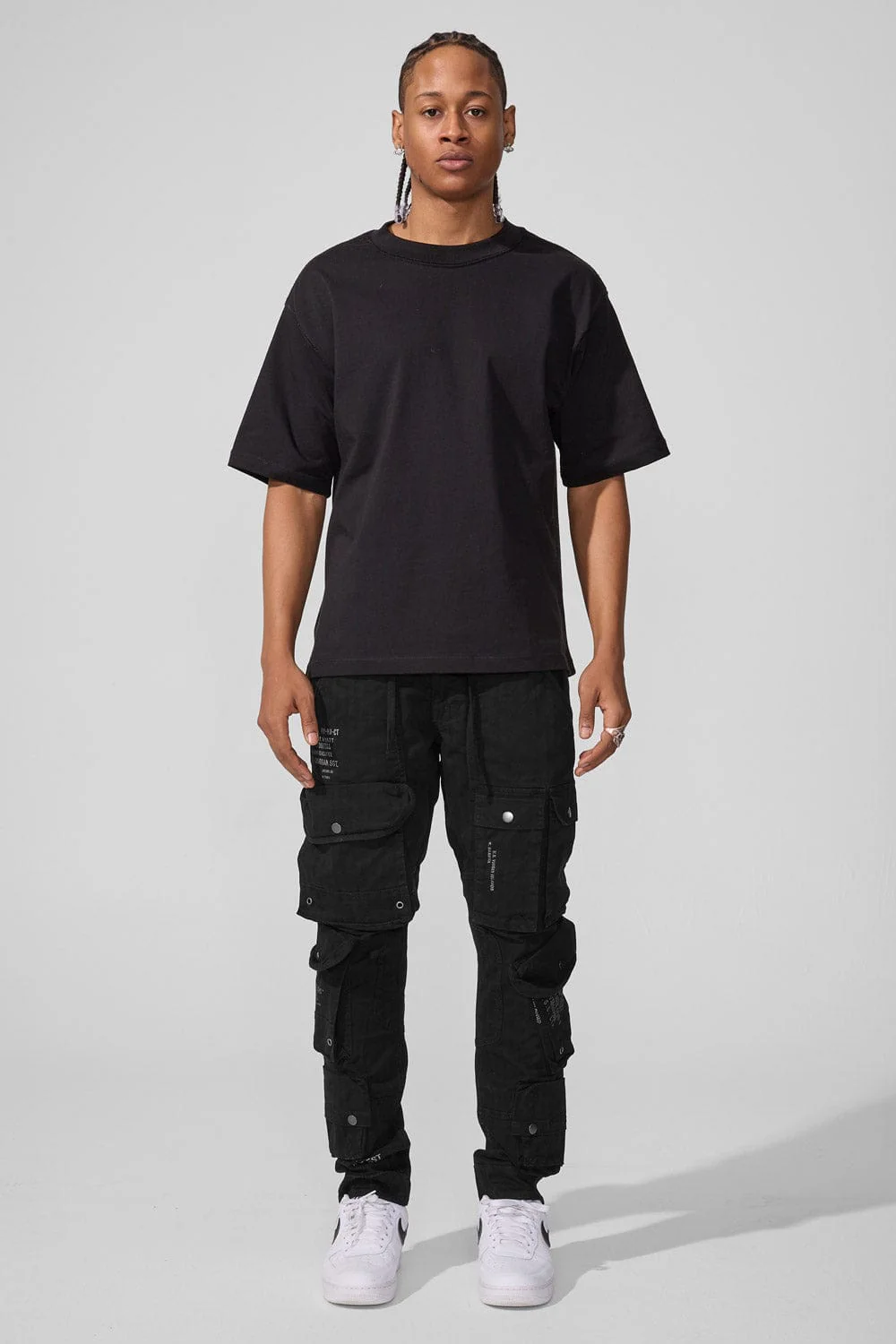 Slim Taper Fit - Defcon Cargo Pants (Black) - Sean Collection - Image 2