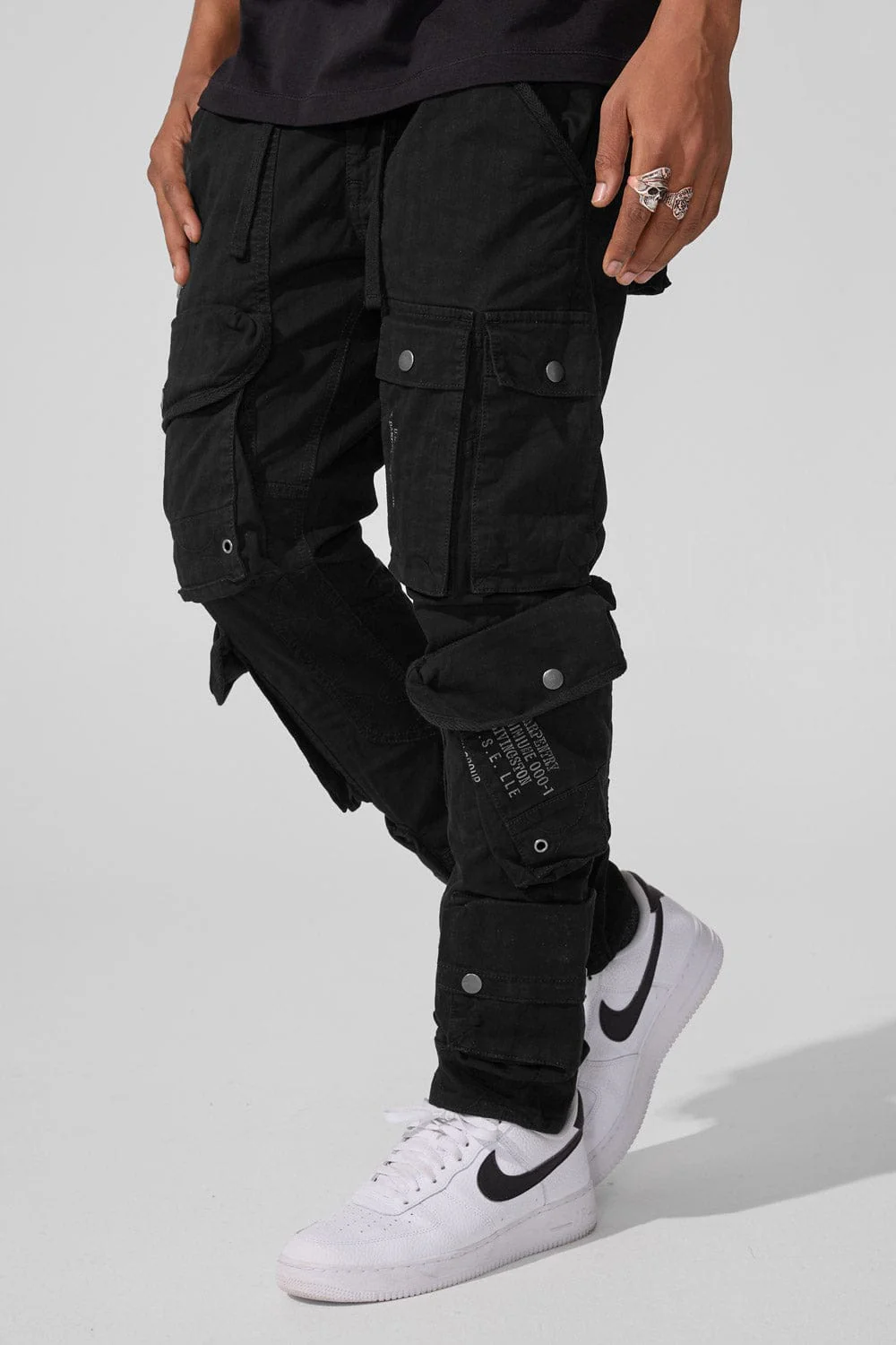 Slim Taper Fit - Defcon Cargo Pants (Black) - Sean Collection - Image 3
