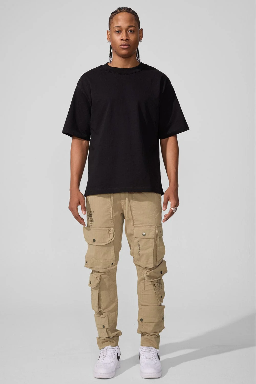Slim Taper Fit - Defcon Cargo Pants (Khaki) - Sean Collection - Image 2