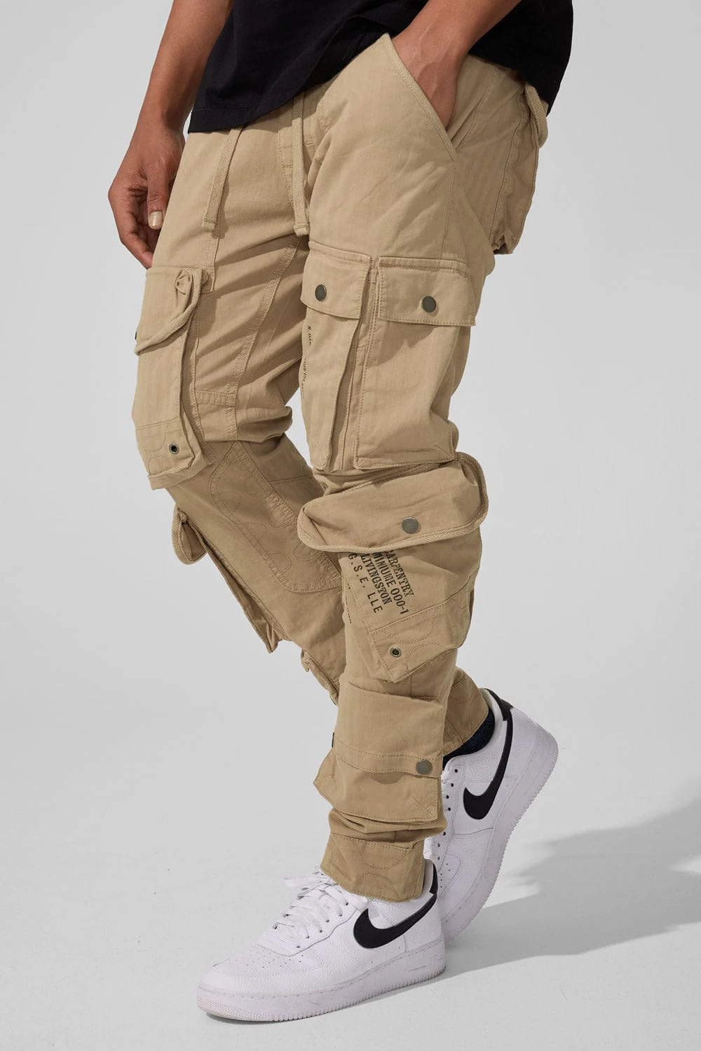 Slim Taper Fit - Defcon Cargo Pants (Khaki) - Sean Collection - Image 3