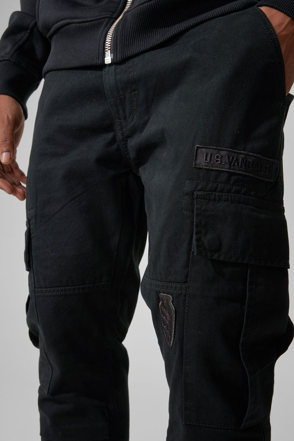 Xavier - Prestige Tonal Cargo Pants (Black) - Image 4