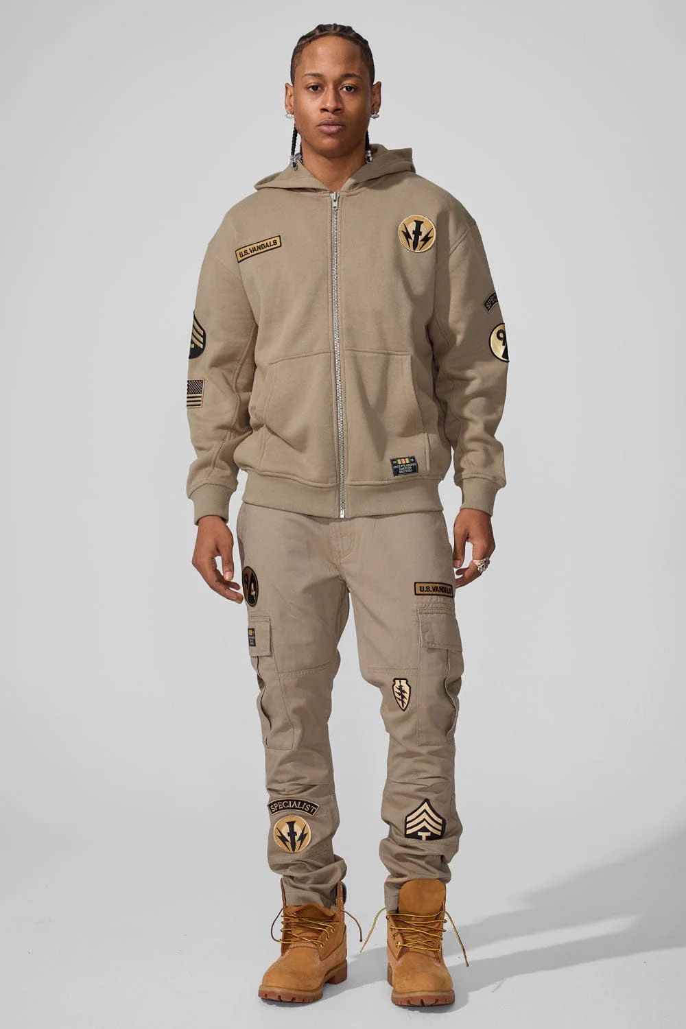 Xavier - Prestige Tonal Cargo Pants (Khaki) - Image 3